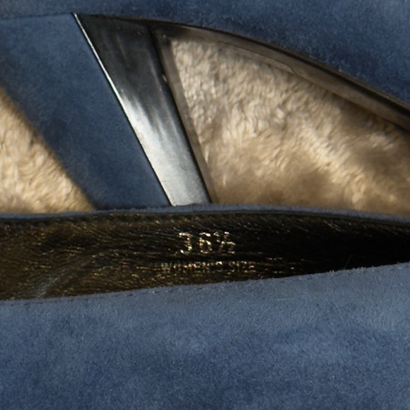 Tod's Pump Blue Suede Pointed Toe Size 36.5 Covered Platform Heel - Picture 9 of 9